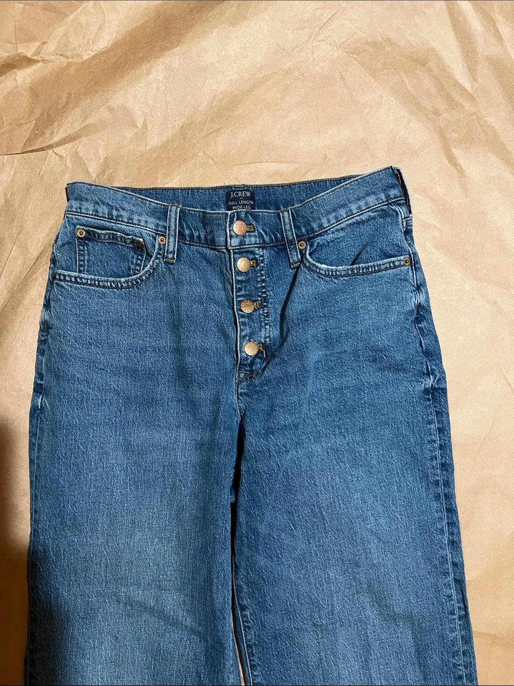 J. Crew Women's Full Length Wide-Leg Jeans in Medium Blue Denim size 30x30